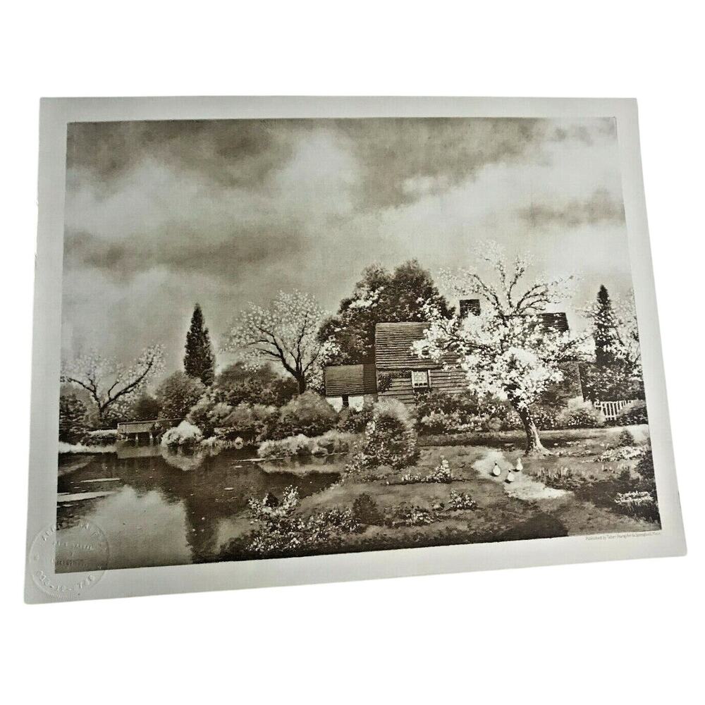 Antique Taber Prang Springfield, MA Litho Apple Blossoms Number 213 12" x 9"